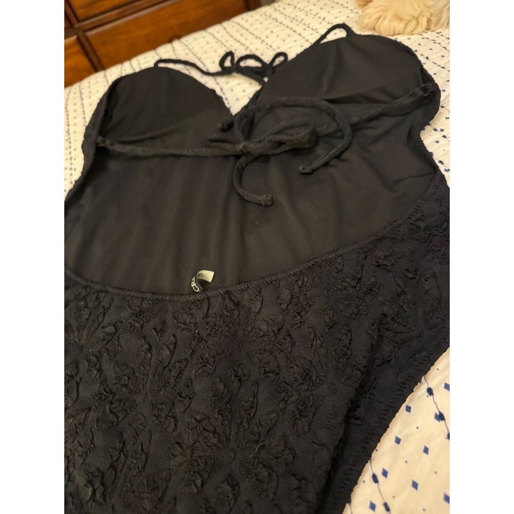 J.CREW NWT Swimsuit sz18 Black Cloque One Piece Beaded Trim Tie Neck Open Back - Picture 13 of 15